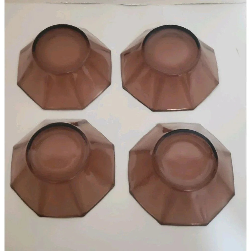 Hazel Atlas Moroccan Amethyst Bowls Octagon Small Berry Purple Dish Vtg Lot Of 4